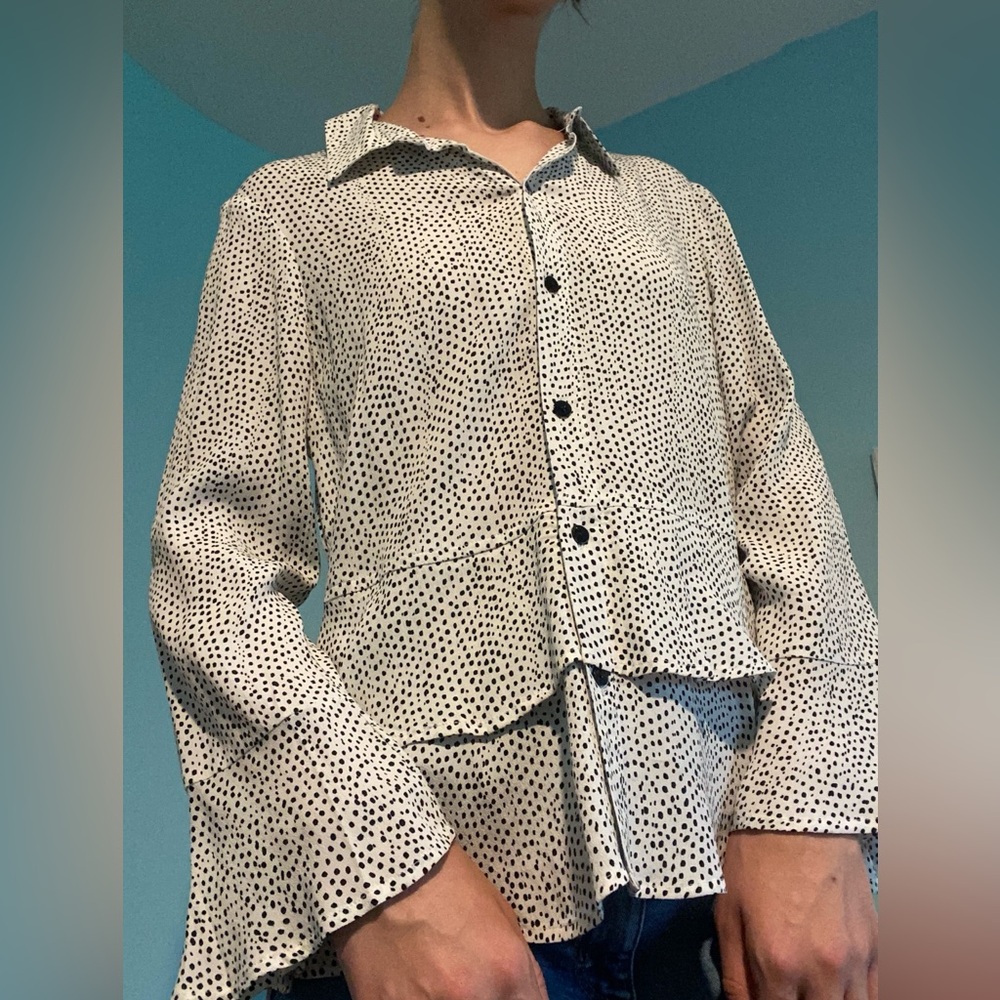 Habitat Polka Dot Double Flounce Button Up